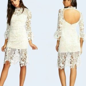 New Free People La Spezia Med White Floral Crochet Lace Midi Dress